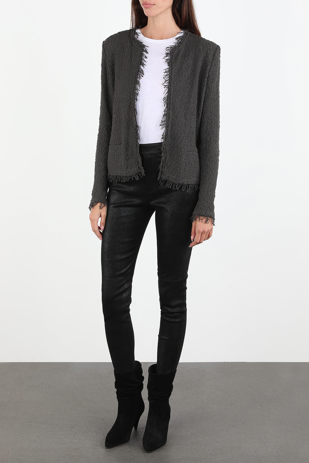 מכנסי עור שחורים ארוכים